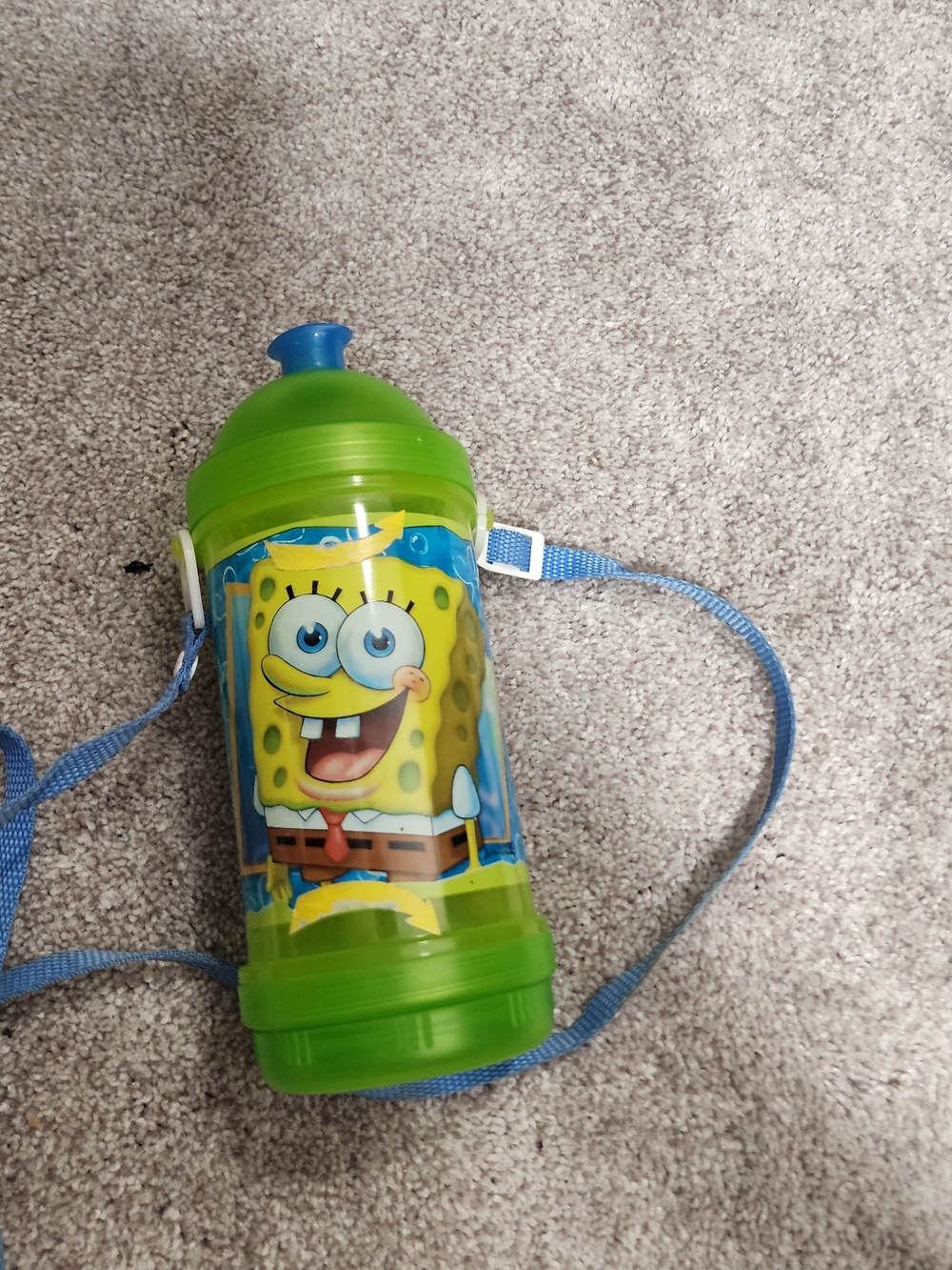 SpongeBob Squarepants Kids Green and Blue Water Bottle with Strap